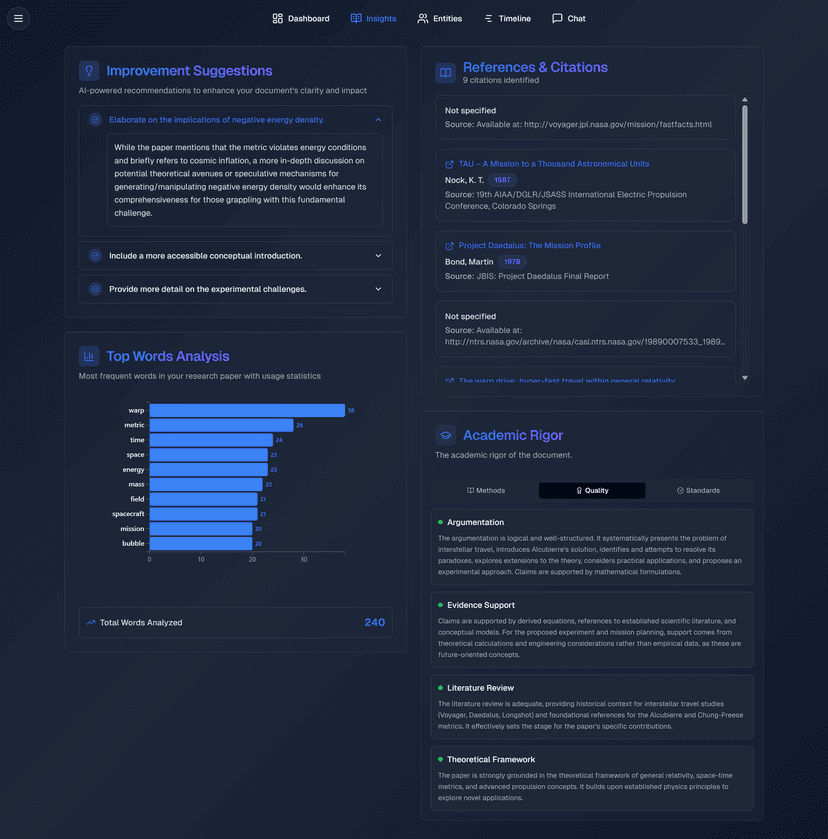DocuGuru Insights - Advanced document analysis with entity extraction, narrative structure, and comprehensive AI-powered insights